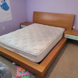 Queen Bed With Matress And  Small Desk 