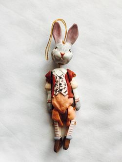Easter rabbit marionette ornament