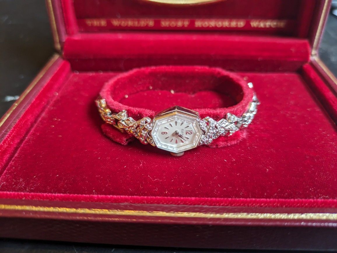 14k White Gold And Diamond Watch 