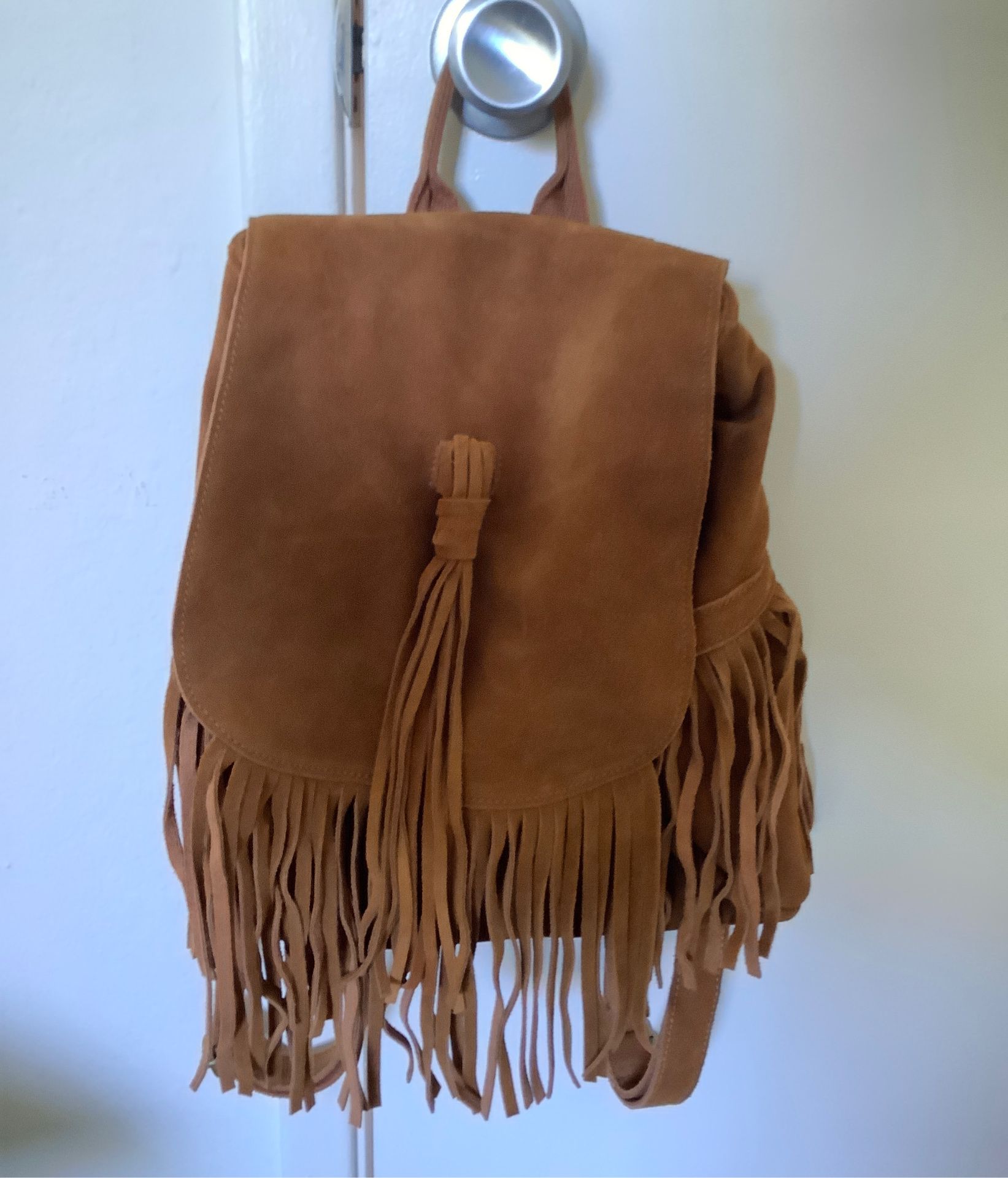 Brand new brown backpack suede girls
