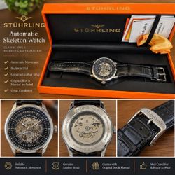 Stührling Automatic Skeleton Watch – With Original Box