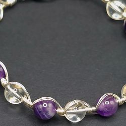 Chevron Amethyst And Quartz Bracelet 