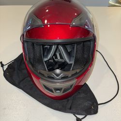 Red modular motorcycle helmet flip up front design clear face shield approved DOT approved pearl red Excellent condition not sure if it was ever worn 