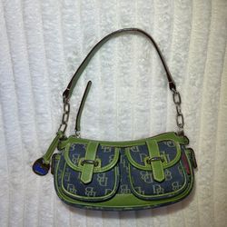 Green And Blue Denim Dooney & Bourke Shoulder Purse