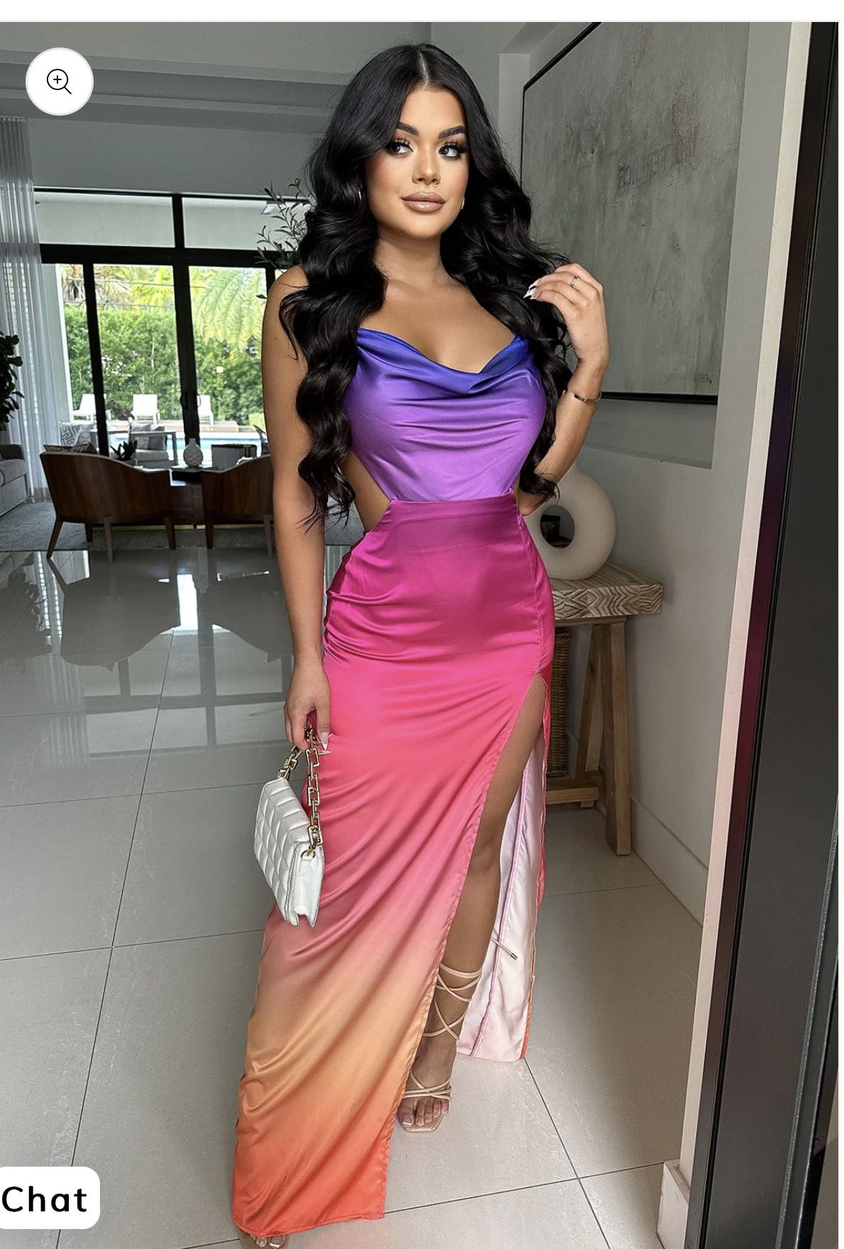 sexymaxi dresses UME Backless Sexy Maxi Dress L / White