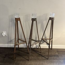 3 3Foot Tall Candle Holders Made From Vintage Quilting Rack