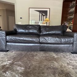 7- Foot Cisco Brothers Leather Sofa 