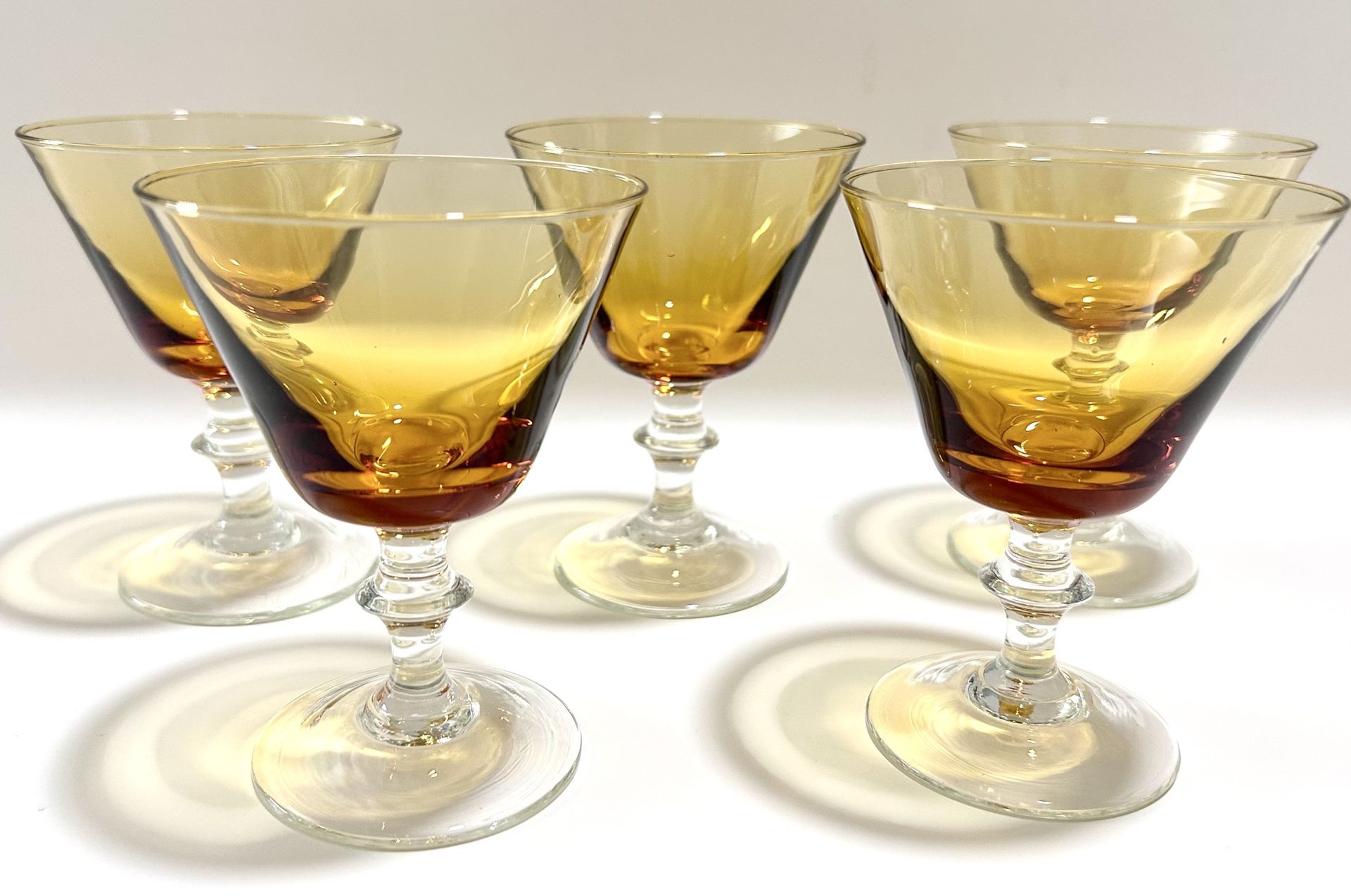 Antique Set of 5 Amber Glasses