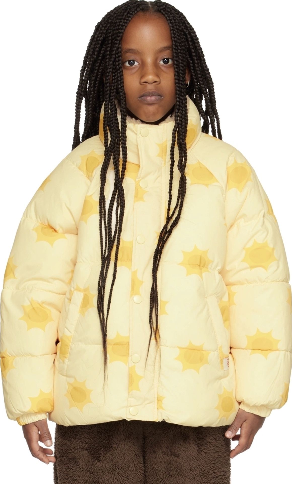 TINYCOTTONS Kids Off-White Sunny Short Puffer Jacket Dusty Yellow Size 4Y