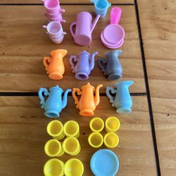 LOT of 31 Piece Barbie Doll Accessories Cups, Saucers, Tea Cups/Pitcher