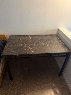 Marble-Top Desk with Metal Frame