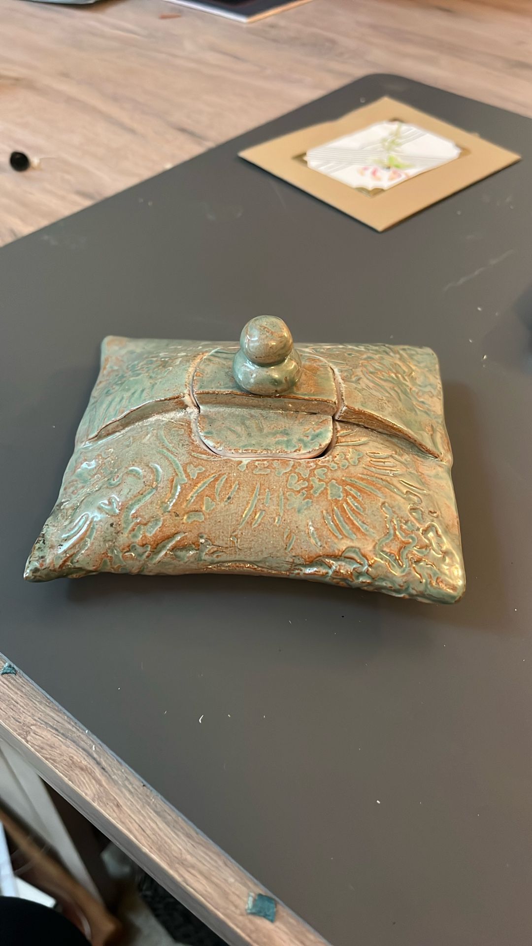 Little Pottery Box With Lid .