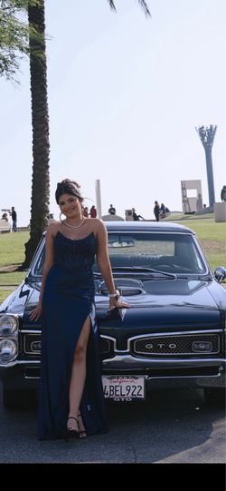 Navy prom dress with beading 2026 size 5