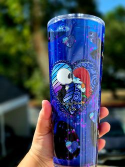 Nightmare Before Christmas Glitter Tumbler snowglobe acrylic Starbucks style 24oz