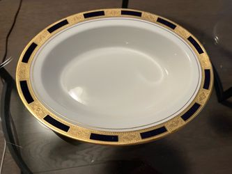 New Ansley Empress Cobalt/w 24k gold plated 11” open veg in orig wrap. option to buy sugar&creamer