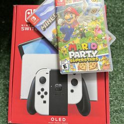 Brand New Nintendo Switch OLED Model White With Mario Party And Minecraft