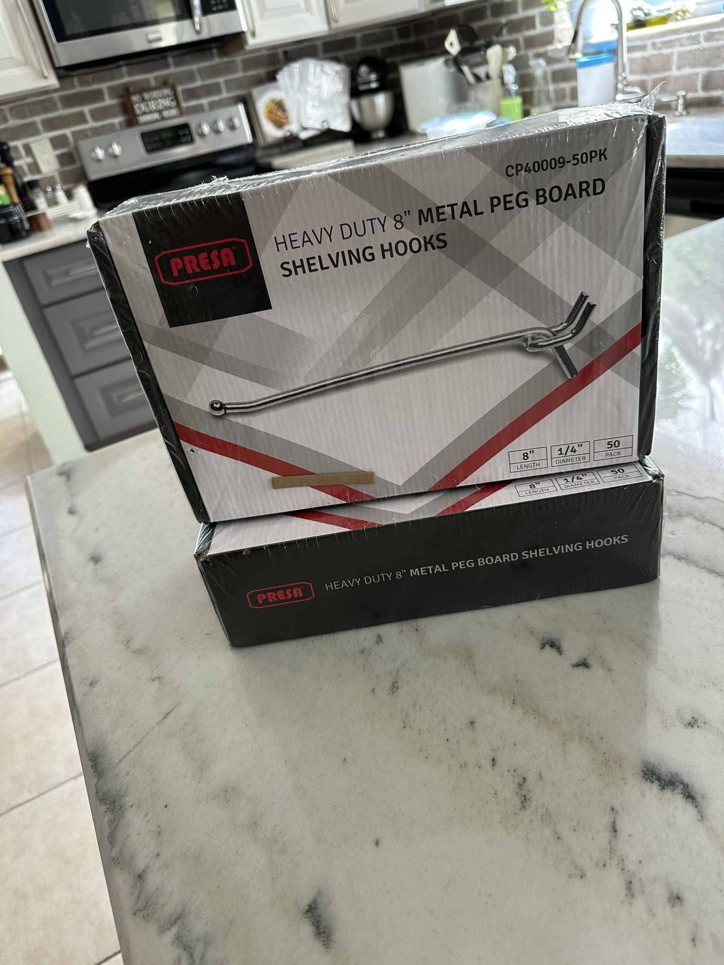 Heavy Duty 8” Metal Peg Board Shelving Hooks