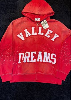 Valley Dreams Red Zip-Up Hoodie with Rhinestones