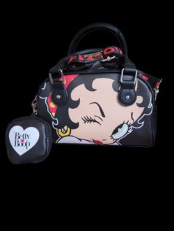 Betty Boop Black Crossbody Bag with Red LOVE Strap