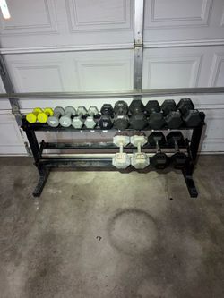 Dumbbell weights with dumbbell rack FREE rowing machine