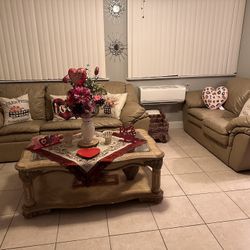 Sleeper Sofa Couch, Love Seat & Coffee Table Set