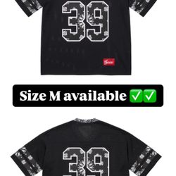 Supreme SS 25’ Week 14 Black Bandana Football Jersey, Patchwork Zip Up Hooded Sweatshirt  