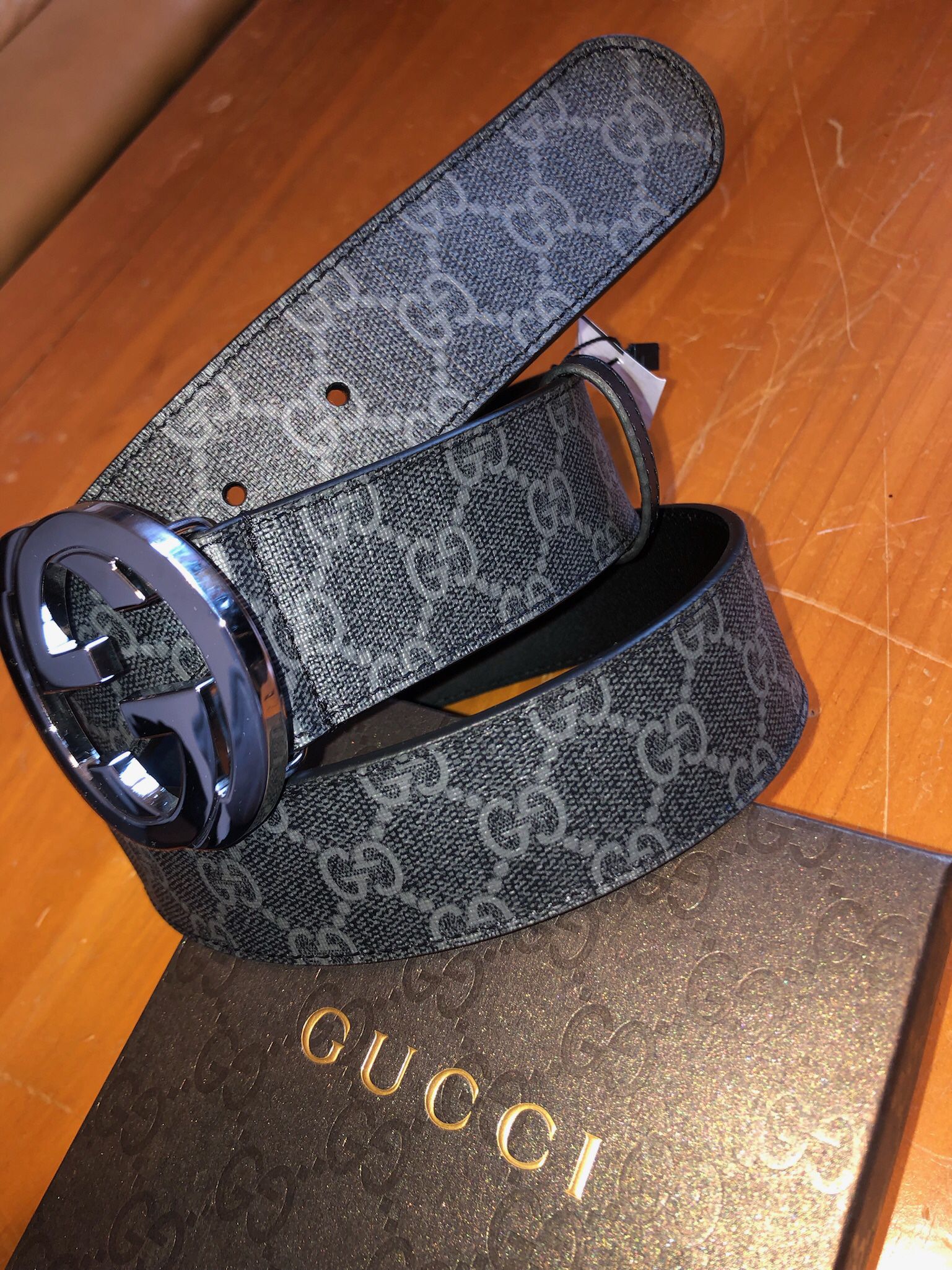 Mens Gucci Belt Black Leather GG Monogram Belt Authentic for Sale in  Thornwood, NY - OfferUp