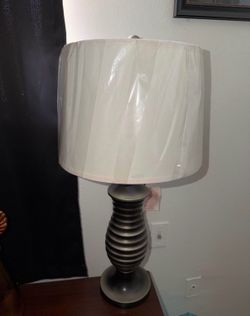 White and chrome table side lamp
