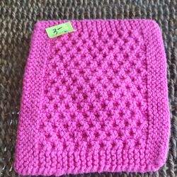 Pink Notted Knit Washcloth