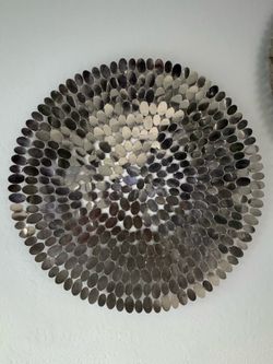 Modern Silver Metal Disc Wall Art