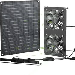 FlexSolar 12W Solar Powered Fan Kit, Dual Waterproof IP65 Fans, 2500RPM High Speed, Solar Exhaust/Intake Fan for Chicken Coop, Greenhouse, Dog House, 