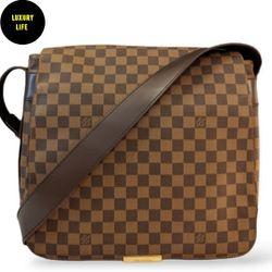 Louis Vuitton Bastille shoulder bag in ebene damier canvas and brown leather