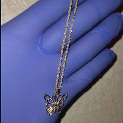 14k Gold Butterfly Pendant + Chain 🦋🦋
