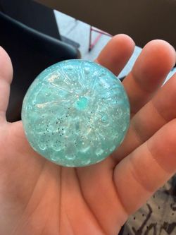 Mini blue Orby squishy, dumpling glitter