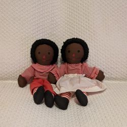 Raggedy Ann And Andy Black Dolls Handmade By Marie 14" Length NEW