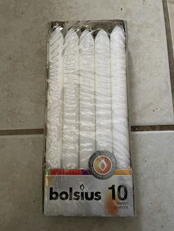 9” Bolsius White Dinner Taper Candles