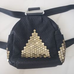 Genuine leather studded backpack
