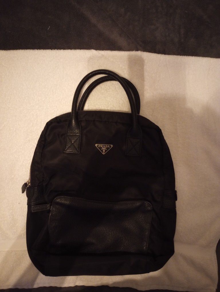 Prada Milno Tessuto Italy Black Nylon Leather Backpack

