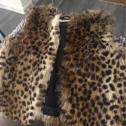 Girls H&M Leopard Fur Vest