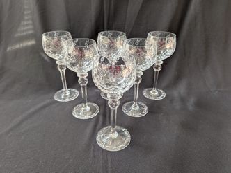 Set Of 6 Rogaska Gallia Lead Crystal Wine Glasses, Gorgeous 