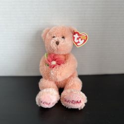 Ty Beanie Baby “Dear Grandma”Pink New Face Bear Celebrating 