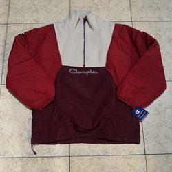 Champion Nylon Men Size Medium Sweater Kangaroo Pocket Burgendy