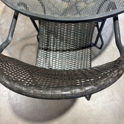 Circular Patio Table W/2 Wicker Chairs