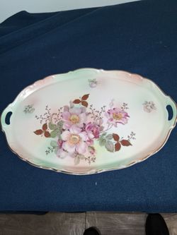 Schumann Arzberg Bavarian  Two Handle Floral serving tray