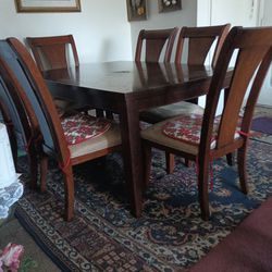 Oak 6chair (Suede) And Rectangled Dinner Table