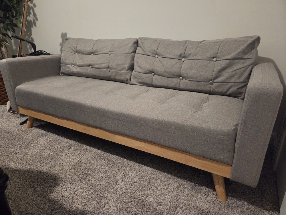 Gray Couch With Ottoman