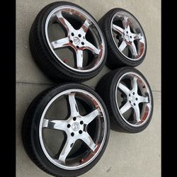 4 X 245/35r20 5x4.5 5x114.3 Stock Chrome Does Mustang Cobra SVT Wheels Rims Tires !!