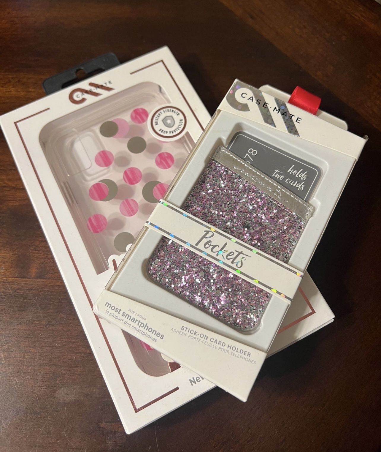 Case-mate IPhone case and case card pocket attachment