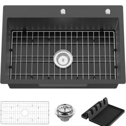 Black Kitchen Sink, 27x18 Inch Stainless Steel