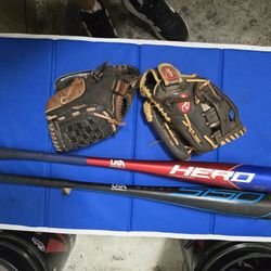 Youth Baseball Gloves And Bats